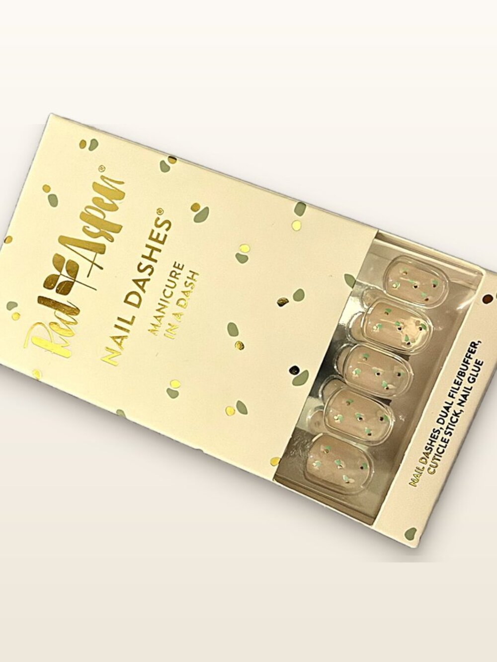 Red Aspen Press-On Nails | Sheer Confetti Dots | Short | Brand New in Box